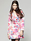 TS Organza Print Belt Long Sleeve Coat