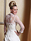  A-line Scalloped-Edge Neckline Court Train Satin Wedding Dress With A Wrap
