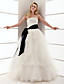  palla abito senza spalline in raso pavimento-lunghezza abito da sposa in tulle