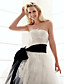  palla abito senza spalline in raso pavimento-lunghezza abito da sposa in tulle