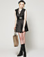  TS Metallic Embellished High Waist Lapel Pleated Vest Dress