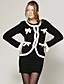  Black Classic Style Bows Classic Long Sleeves Round Neckline Short Style Coat / Women's Coats (FF-C-BL0736004)
