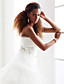  A-line Strapless Chapel Train Organza Wedding Dress