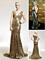  Trumpet/Mermaid V-neck Sweep/Brush Train Sequined Evening Dress inspired by Kellie Pickler