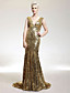  Trumpet/Mermaid V-neck Sweep/Brush Train Sequined Evening Dress inspired by Kellie Pickler