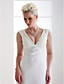  Sheath/Column Deep V-neck Floor-length Elastic Woven Satin Wedding Dress