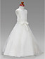  A-line V-neck Floor-length Satin Flower Girl Dress