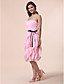  Sheath/Column Strapless Knee-length Chiffon Bridesmaid Dress With Cascading Ruffle
