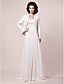  A-line V-neck Sweep/Brush Train Chiffon Mother of the Bride Dress With A Wrap