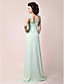  A-line V-neck Floor-length Chiffon Mother of the Bride Dress With Appliques