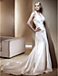  Sheath/Column Halter Chapel Train Elastic Woven Satin Wedding Dress
