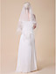  Two-tier Fingertip Wedding Veil With Lace Applique Edge