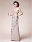  A-line Strapless Floor-length Chiffon Taffeta Mother of the Bride Dress With A Wrap