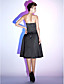  A-line Strapless Knee-length Satin Cocktail Dress