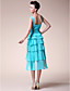  A-line Straps Sweetheart Asymmetrical Chiffon Elastic Woven Satin Wedding Party Dress