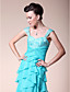  A-line Straps Sweetheart Asymmetrical Chiffon Elastic Woven Satin Wedding Party Dress