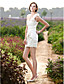  Sheath/ Column One Shoulder Short/ Mini Taffeta Wedding Dress