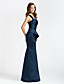  Trumpet/ Mermaid One Shoulder Floor-length Satin Bridesmaid Dress