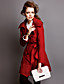  TS Ruffle Lapel Wool Blend Pea Coat
