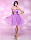  A-line Strapless Knee-length Tulle And Stretch Satin Cocktail Dress