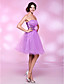  A-line Strapless Knee-length Tulle And Stretch Satin Cocktail Dress