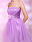  A-line Strapless Knee-length Tulle And Stretch Satin Cocktail Dress