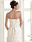  Charming A-line Strapless Sweep/ Brush Train Taffeta Wedding Dress