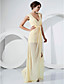  Chiffon Sheath/Column V-neck Asymmetrical Evening Dress inspired by Rosario Dawson