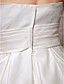  A-line Strapless Sweep/Brush Train Satin Tulle Wedding Dress
