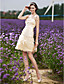  Sheath/Column Strapless Short/Mini Organza Wedding Dress