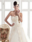  A-line Sweetheart Chapel Train Satin Wedding Dress