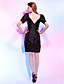  Sheath/Column V-neck Knee-length Taffeta Cocktail Dress