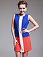  simplicidade ts vestido sem mangas bloco de cor (mais cores)