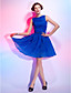  A-line Bateau Neck Short/Mini Organza Over Satin Cocktail Dress