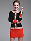  TS Round Neck Color block Button Dress