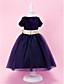  A-line Jewel Tea-length Velvet And Tulle Flower Girl Dress