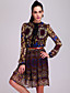  ts tribal puffy mouw chiffon jurk