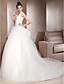  A-line With Straps Chapel Train Satin And Tulle Wedding Dress