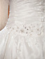  A-line Square Neck Sweep/Brush Train Taffeta Wedding Dress