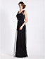  Sheath/Column Floor-length Tulle And Satin Bridesmaid Dress With Straps