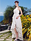  A-line Strapless Asymmetrical Chiffon Wedding Dress