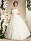  Ball Gown Strapless Sweep/Brush Train Organza Wedding Dress