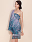  ts en skulder havet slag chiffon print kjole