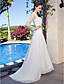  Sweetheart Neck Lace And Chiffon Wedding Dress With Sweep/Brush Train