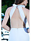  Sheath/Column Halter  Sweep/Brush Train Satin Chiffon Wedding Dress