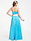 A-line Strapless Floor-length Satin Bridesmaid Dress