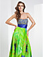  A-line Sweetheart Floor-length Printing Stretch Satin Evening Dress