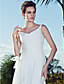  Sheath/Column Straps V-neck Court Train Chiffon Wedding Dress