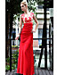  Clearance!Sheath/ Column Scoop Floor-length Satin With Pattern/ Print Side Draping Evening Dress
