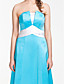  A-line Strapless Floor-length Satin Bridesmaid Dress